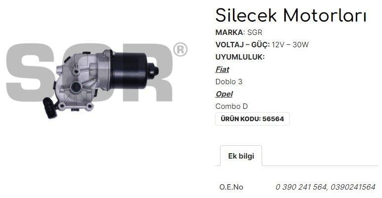 SİLECEK MOTORU DOBLO 3 263 - OPEL COMBO D 390241564
