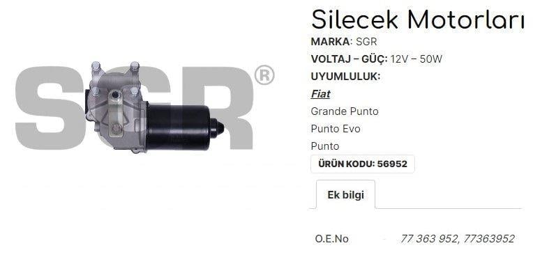 SİLECEK MOTORU GRANDE PUNTO - PUNTO EVO - PUNTO 199 77363952