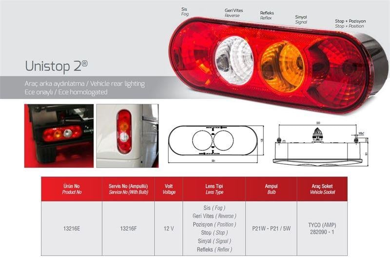 STOP LAMBASI DUYLU FORD TRANSİT V184 12V ÜNV