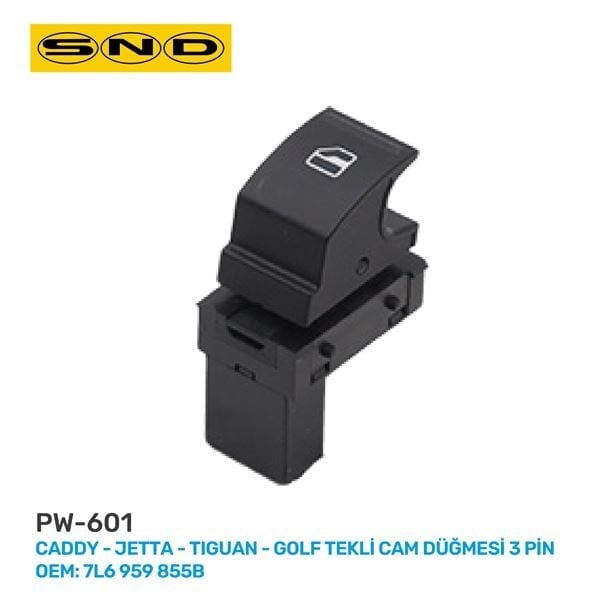 TEKLİ CAM DÜĞMESİ 3 PİN CADDY JETTA TIGUAN GOLF OEM: 7L6 959 855B