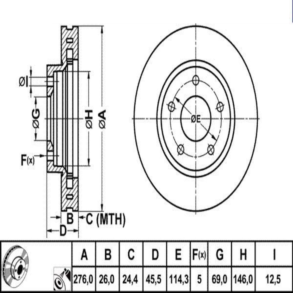 FREN DISK ON HAVA KANALLI 276-5 (MITSUBISHI:LANCER 08>12 