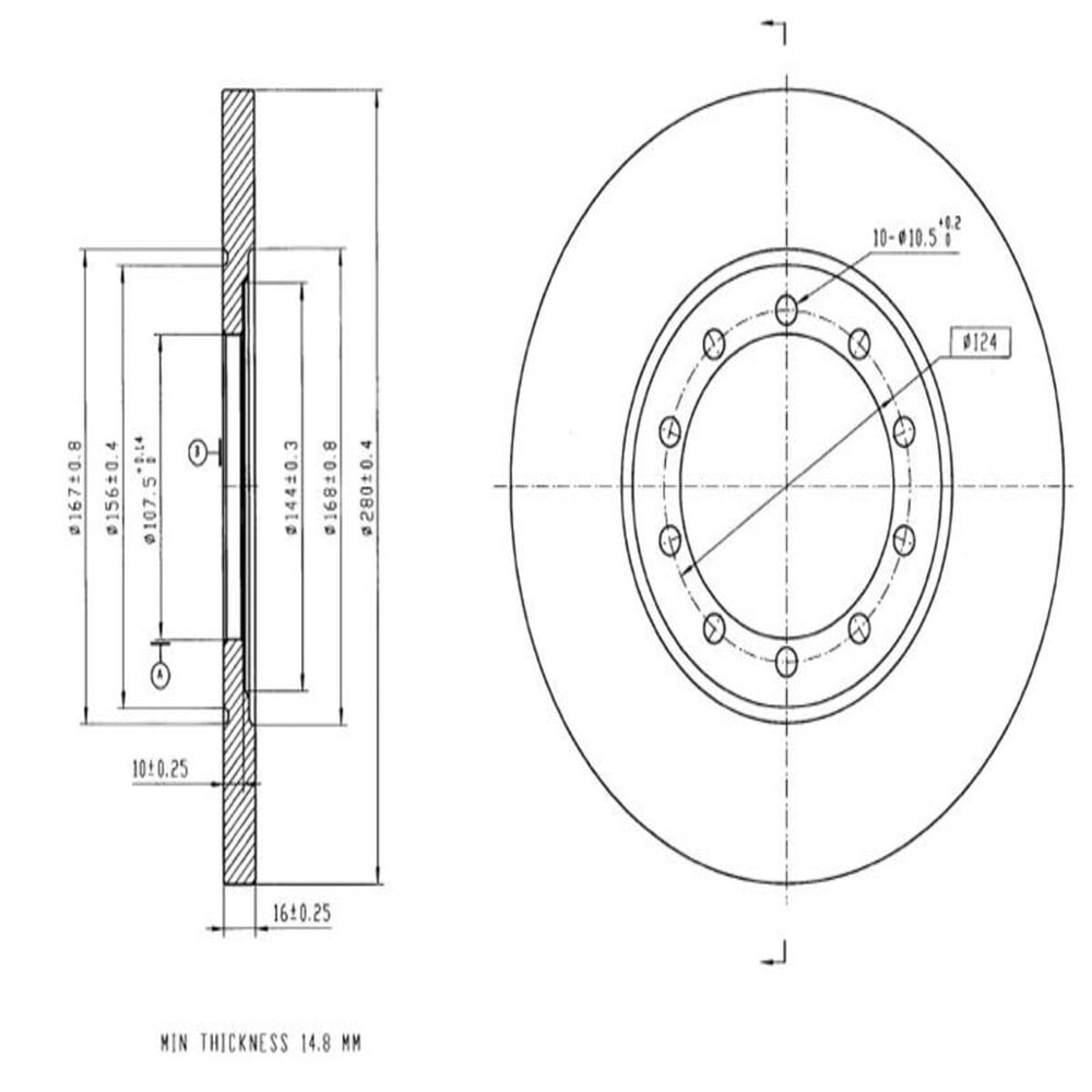 FREN DİSKİ ARKA (280MM) A.ÇEKER ( FORD : TRANSİT V347 2.4 TDCİ 06- )