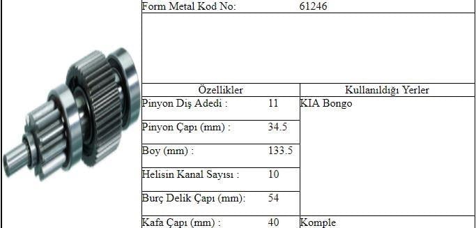 FM.61246 MARŞ DİŞLİSİ BONGO 11D.