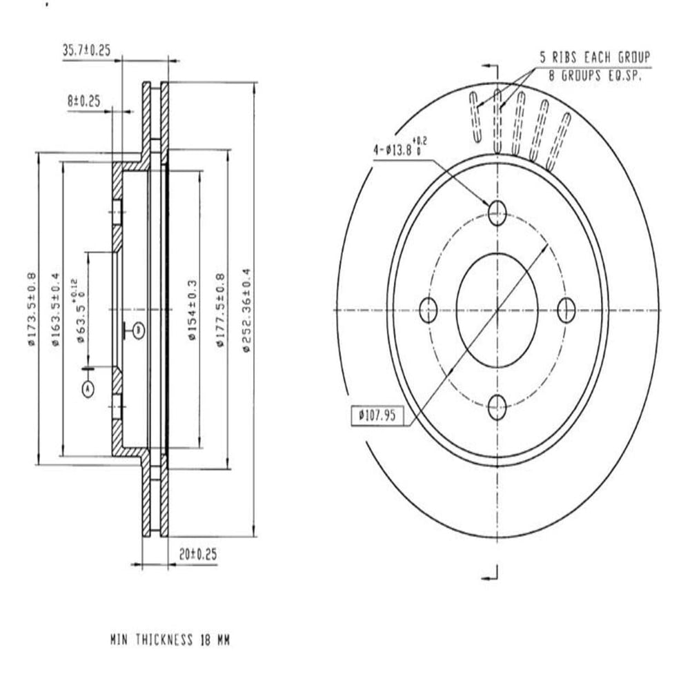 FREN DISK ARKA HAVA KANALLI 253-4 ( FORD: MONDEO I II 96 - 00)  