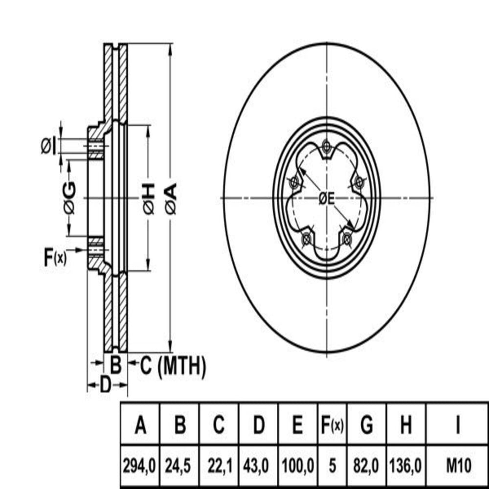 FREN DISK ON HAVA KANALLI 294-5 ( FORD: TRANSIT V184 00 -  )