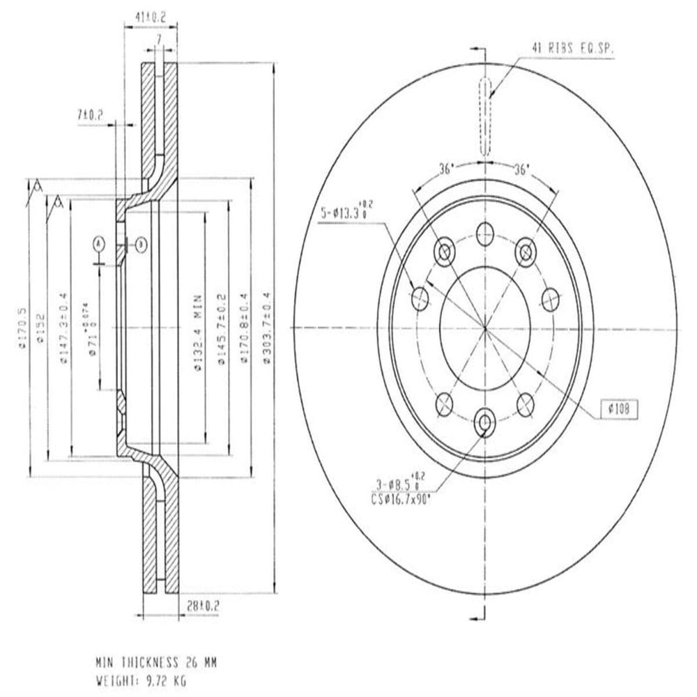 FREN DISK ON HAVA KANALLI 304-5 ( PEUGEOT: 3008  -  / CITROEN: JUMPY C5 EXPERT 07 - ) 