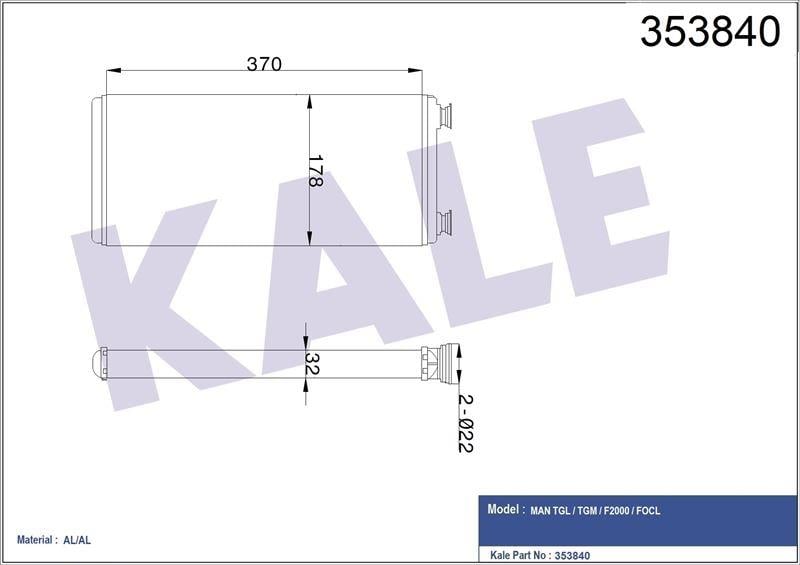 KALORİFER RADYATÖRÜ MAN MAN TGL TGM F2000 FOCL 05= > AL/AL 370×178×32