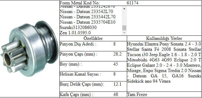 MARS DISLISI MITSUBISHI GALANT HYUNDAI SONATA 8 DIS