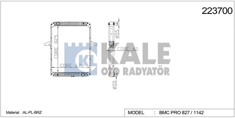 RADYATOR BMC PRO 827/832 INTC.ÇEKİCİ 1142 AL/BRZ