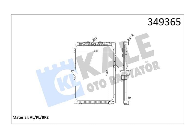 RADYATOR DAF DAF XF105 FA/FAD/FAK/FAN/FAR/FAS/FAT/ FT/FTG/FTM/FTP/FTS/FTT 05=> (MT) (ÇERÇEVELİ) AL/BRZ 1067×748×40