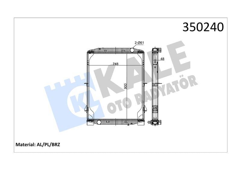 RADYATOR IVECO TRUCKS IVECO EUROSTAR (E38, E42, E4 7, E52) EUROTECH (E39, E40, E42, E43) 92=> (MT) (ÇERÇEVELİ) AL/BRZ 900×748×48
