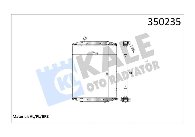 RADYATOR IVECO TRUCKS IVECO EUROSTAR (E38, E42, E4 7, E52) EUROTECH (E39, E40, E42, E43) 92=> (MT) (ÇERÇEVESİZ) AL/BRZ 900×748×48