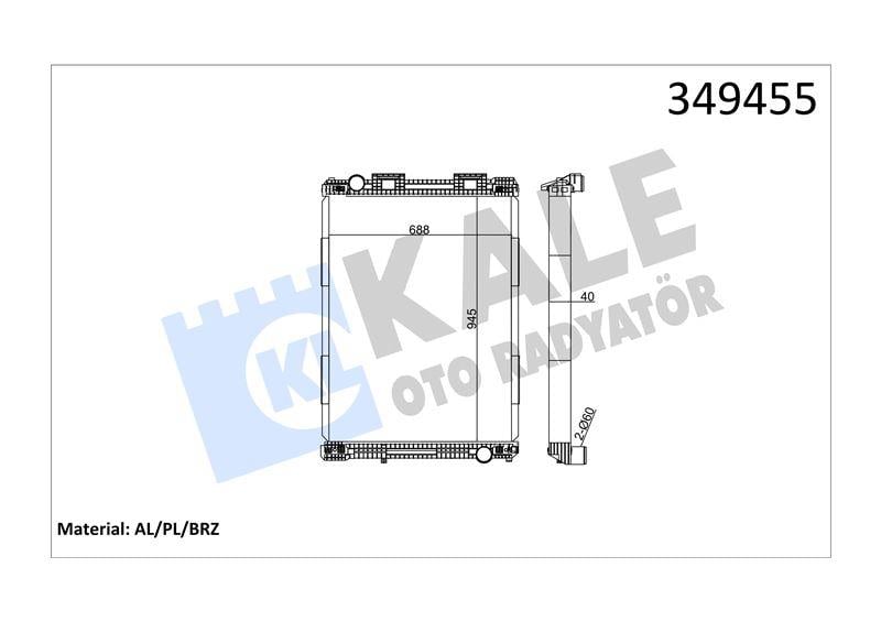 RADYATOR MAN MAN F2000 94=> M2000 00=> (MT) (ÇERÇE VESİZ) <6 SİLİNDİR> AL/BRZ 945×688×40