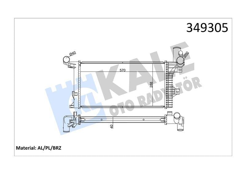 RADYATOR MERCEDES TRUCKS MERCEDES BENZ ATEGO 98<04 ATEGO 2 04=> OM904 (MT) (ÇERÇEVESİZ) AL/BRZ 570×288×40