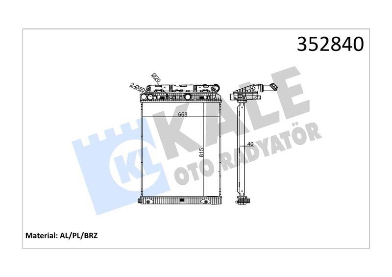 RADYATOR MERCEDES TRUCKS MERCEDES BENZ ATEGO 98<04 ATEGO 2 04=> AXOR 02<04 AXOR 2 04=> OM906 (MT) (ÇERÇEVESİZ) 815×668×40