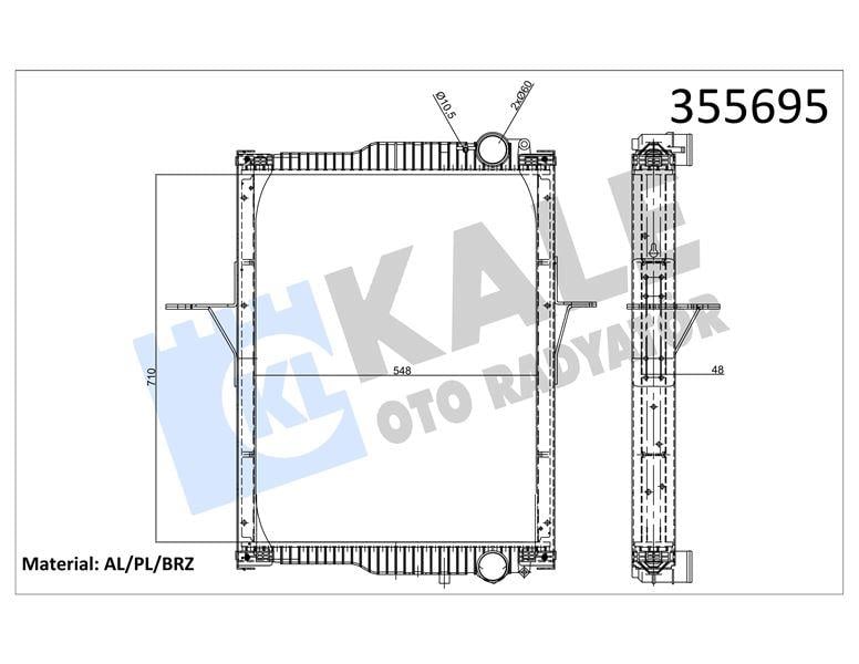 RADYATOR RENAULT TRUCKS RENAULT TRUCKS MIDLUM 240/ 280.12-18 06=> - VOLVO FL II FL 240/340.12-18 09=> (MT) (ÇERÇEVELİ) 710×548×48