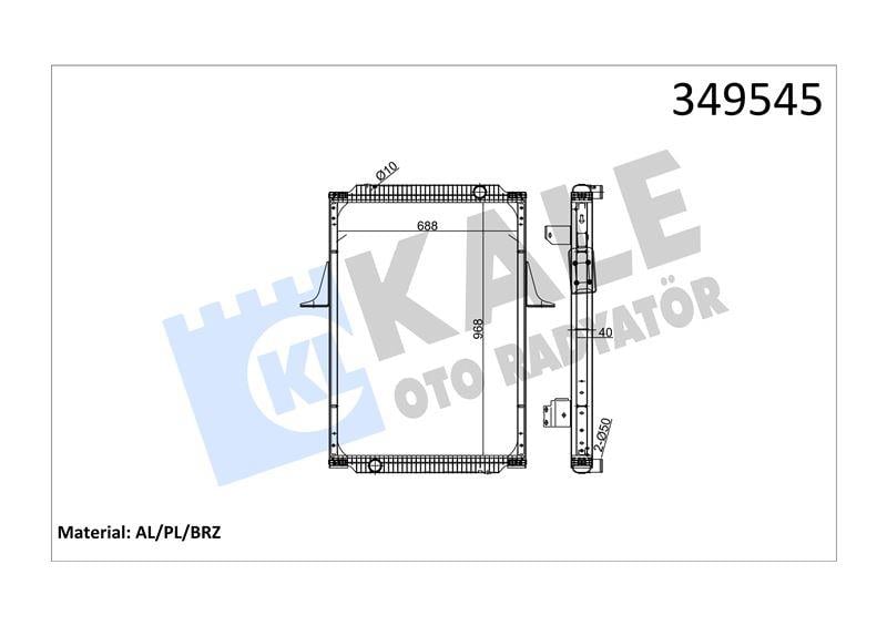 RADYATOR RENAULT TRUCKS RENAULT TRUCKS PREMIUM 400 ,420 00=> (MT) (ÇERÇEVELİ) AL/BRZ 968×688×40