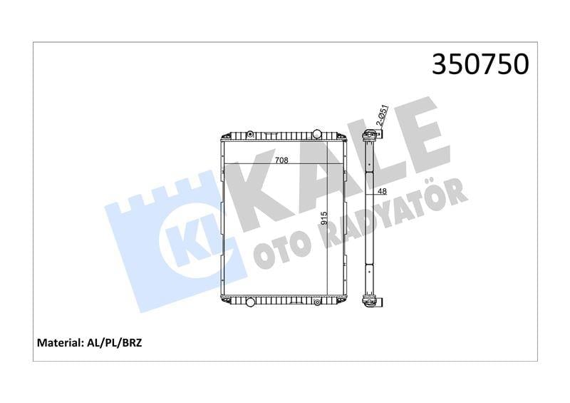 RADYATOR RENAULT TRUCKS RENAULT TRUCKS PREMIUM 340 ,385 96=> , 400 00=> KERAX 340,385 97=> , 400=> (MT) (ÇERÇEVESİZ) AL/BRZ 915×708×48