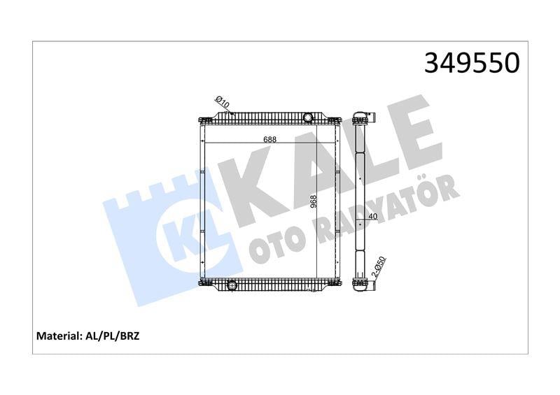 RADYATOR RENAULT TRUCKS RENAULT TRUCKS PREMIUM 400 ,420 00=> (MT) (ÇERÇEVESİZ) AL/BRZ 968×688×40
