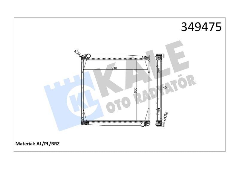 RADYATOR SCANIA SCANIA 4 SERİSİ 94D,94,114,124,144 ,164 C/G/L T94,T114,T124,T144 C/G/L 95=> (MT) (ÇERÇEVELİ) AL/BRZ 860×918×40