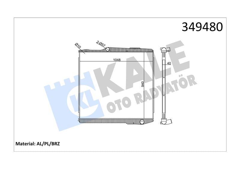 RADYATOR SCANIA SCANIA P,G,R,T SERİSİ P230-620 G27 0-490 R340-730 04=> (MT) (ÇERÇEVESİZ) AL/BRZ 940×1048×40