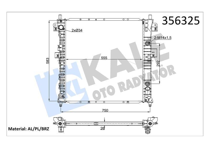 RADYATÖR SSANGYONG ACTYON KYRON 2.0XDI 2.3 05=> (A T) [26MM] AL/BRZ