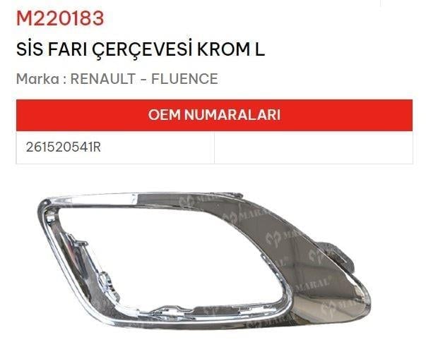 SİS FARI ÇERÇEVESİ KROM SOL FLUENCE