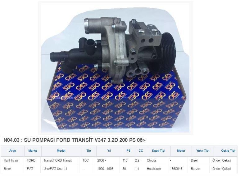 SU POMPASI FORD TRANSİT TDCI V347 3.2D 200 PS 06> DİZEL