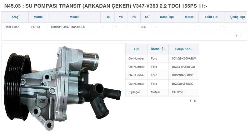 SU POMPASI TRANSIT (ARKADAN ÇEKER) V347-V363 2.2 T DCI 155PS 11>