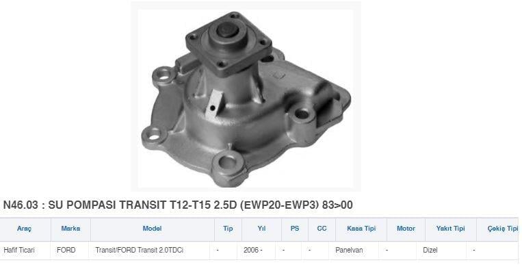 SU POMPASI TRANSIT T12-T15 2.5D 06> (EWP20-EWP3) 83>00