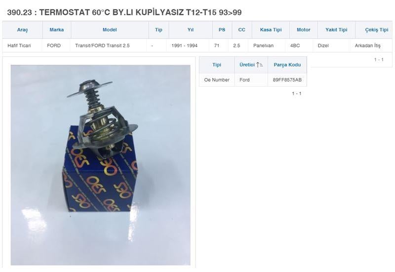 TERMOSTAT 60°C BY.LI KUPİLYASIZ FORD T12-T15 93>99