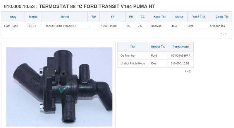 TERMOSTAT 88 °C FORD TRANSİT V184 PUMA HT