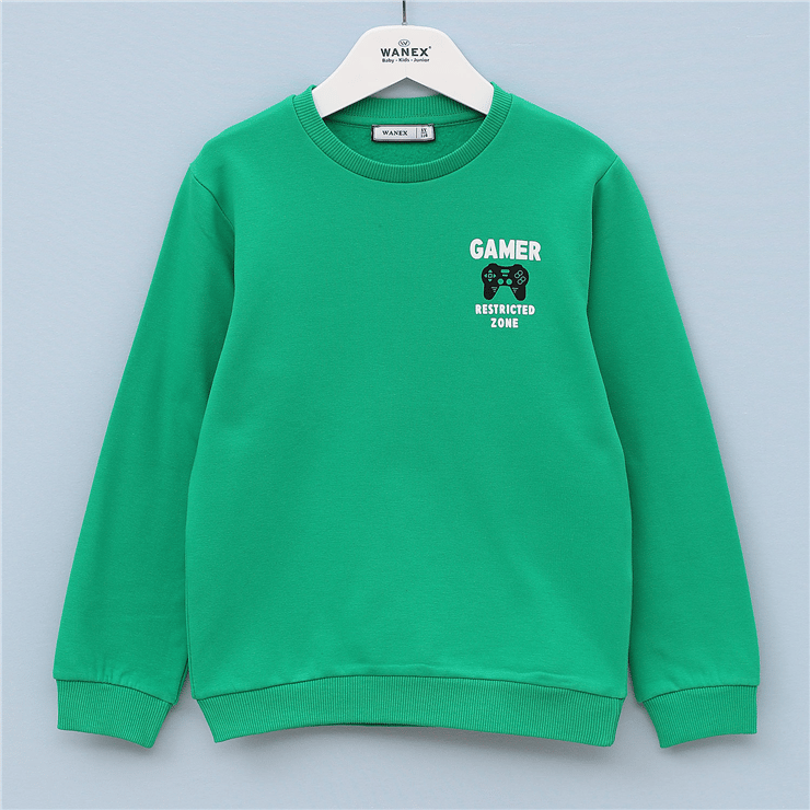 ERKEK ÇOCUK Bisiklet Yaka Şardonlu Uzun Kol Kalın Sweatshirt - 15562