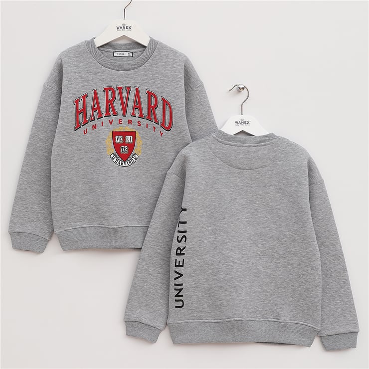Erkek Çocuk Şardonlu Uzun Kol Kalın Bisiklet Yaka Sweatshirt - 16213
