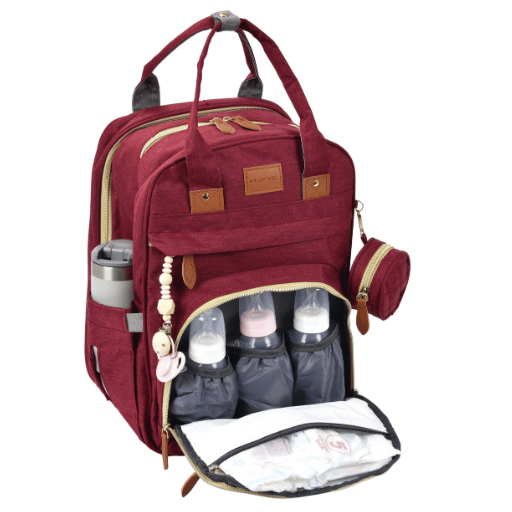Boule De Petite Mother-Baby Backpack - Burgundy 