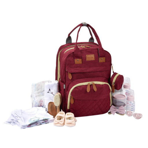Boule De Petite Mother-Baby Backpack - Burgundy 