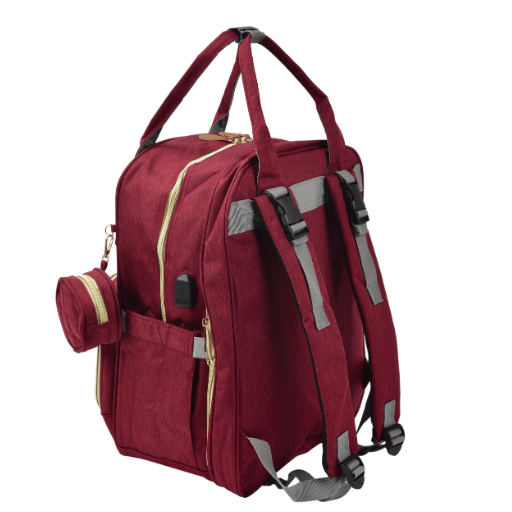 Boule De Petite Mother-Baby Backpack - Burgundy 