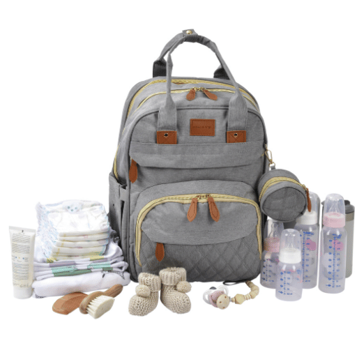 Boule De Petite Mother-Baby Backpack - Grey