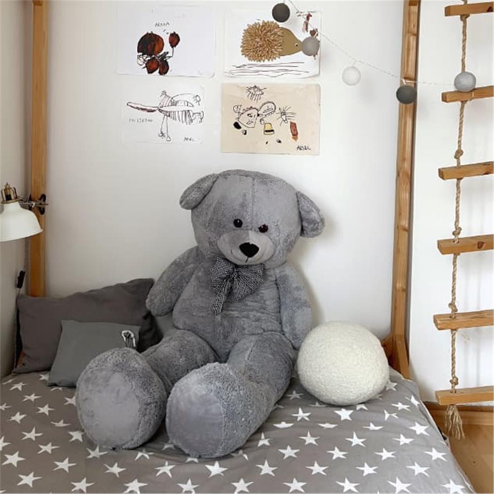 Boule De Petite - Bonnie Papyonlu Gri Peluş Ayıcık 130 cm