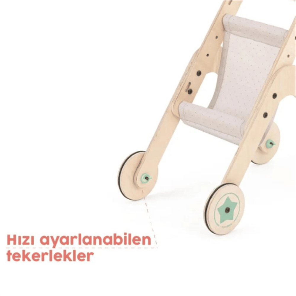 Mamatoyz Ahşap Oyuncak Bebek Arabası