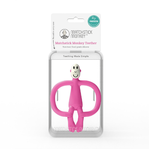 Matchstick Monkey Silicone Teether Monkey Fuchsia