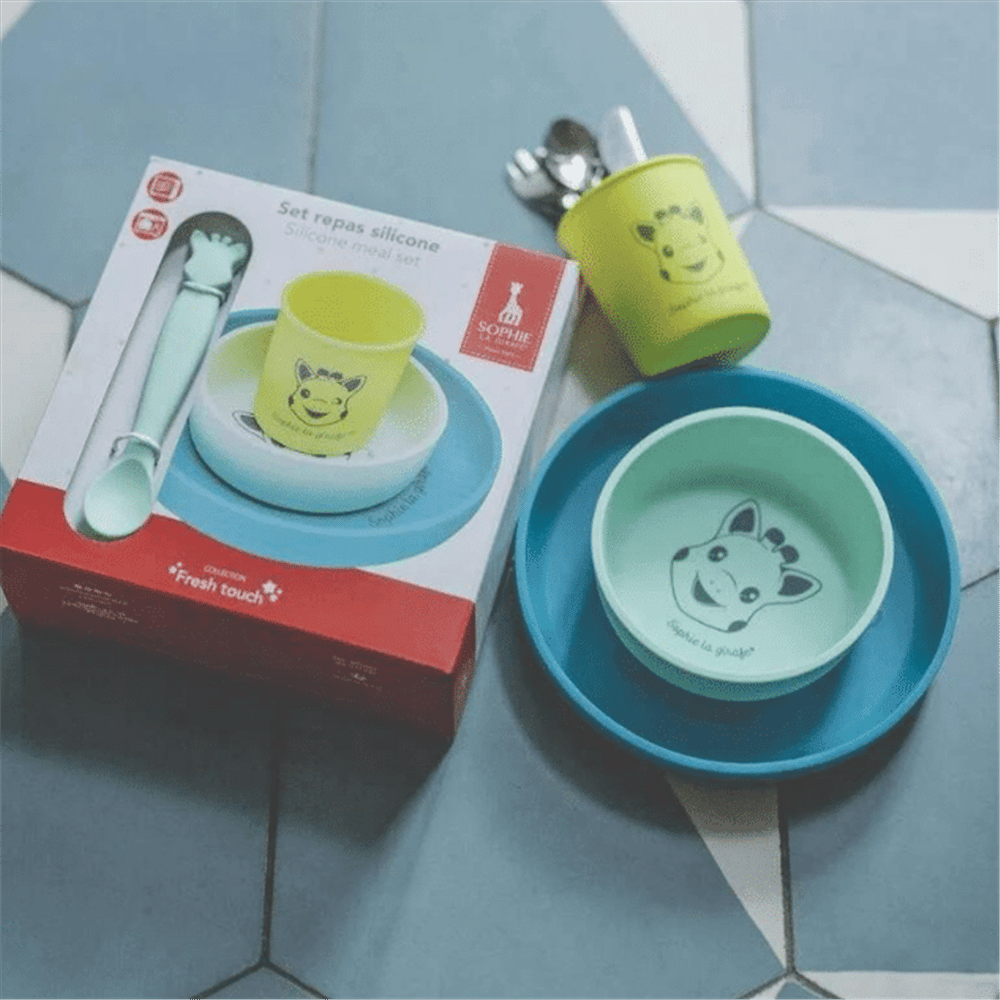 Sophie la Girafe Silicone Feeding Set Blue