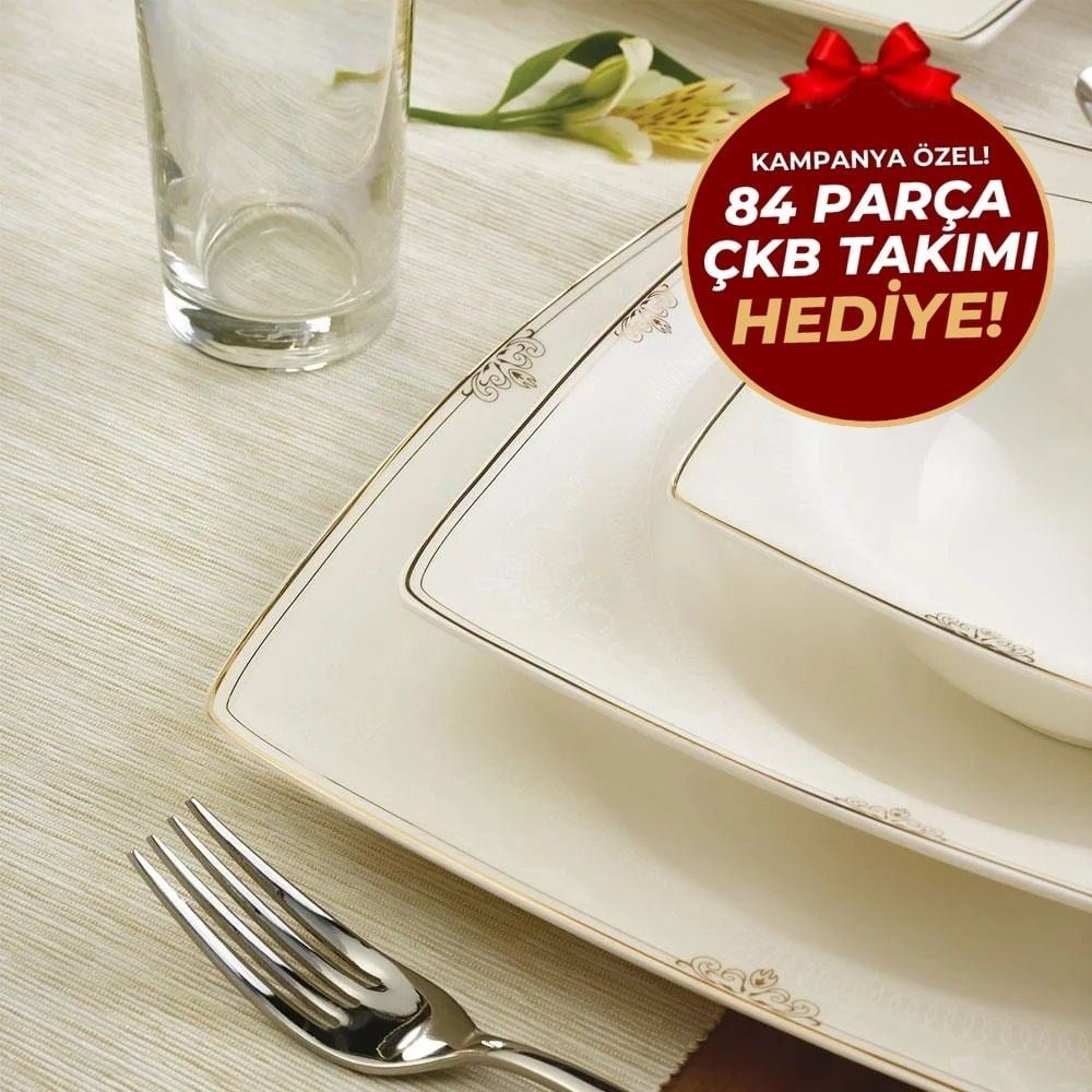 Emsan Fıne Bone Estıva Gold 61 Prc Yemek Takımı