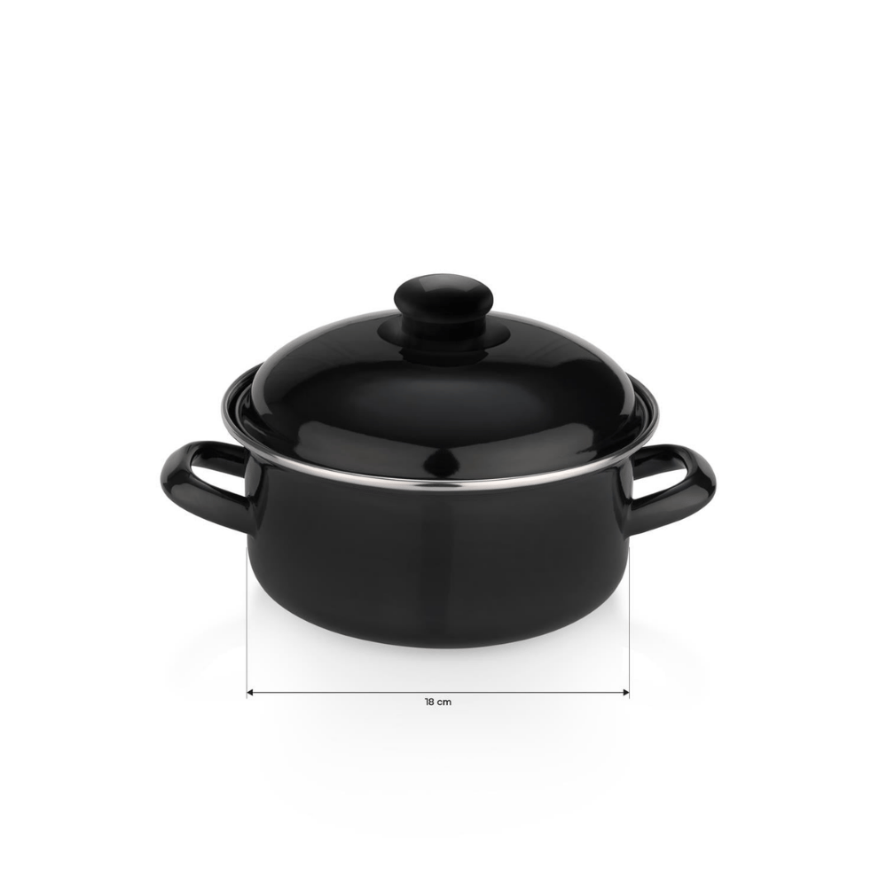 Schafer 1s3736-21008-sıy01 Komfort Pişir Sakla Emaye Tencere 18 Cm Siyah