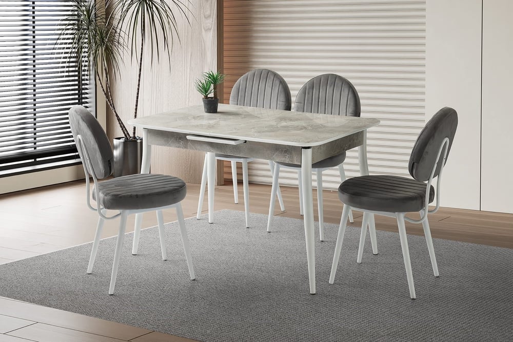 Levent Mtk.0231-490 7002 Salta 80*120 Masa 4 Bead Sandalye Rambla Beyaz