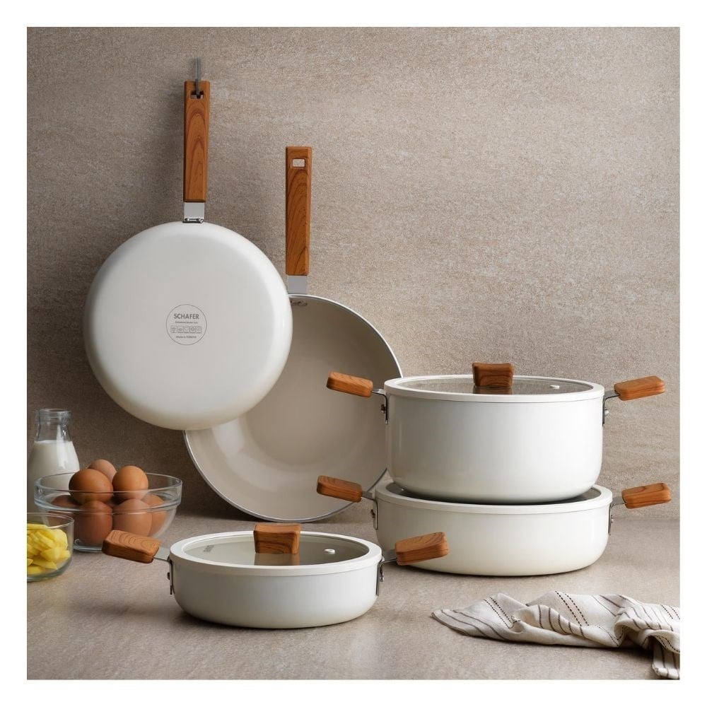 Schafer Ceramoni Seramik Basık Tencere 30 Cm-Krem