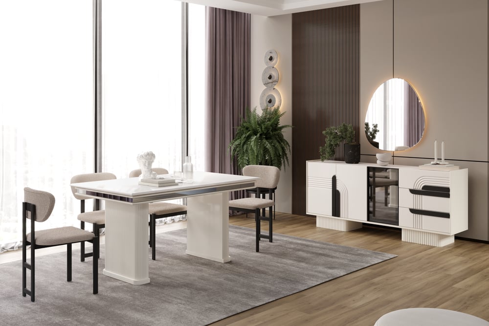 Nesa Begonya Yemek Odası Takımı Konsol+Ayna+Masa+4 Sandalye