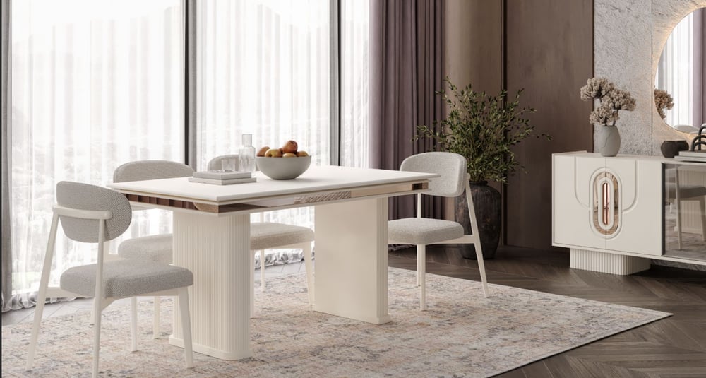 Nesa Defne Yemek Odası Takımı Konsol+Ayna+Masa+4 Sandalye
