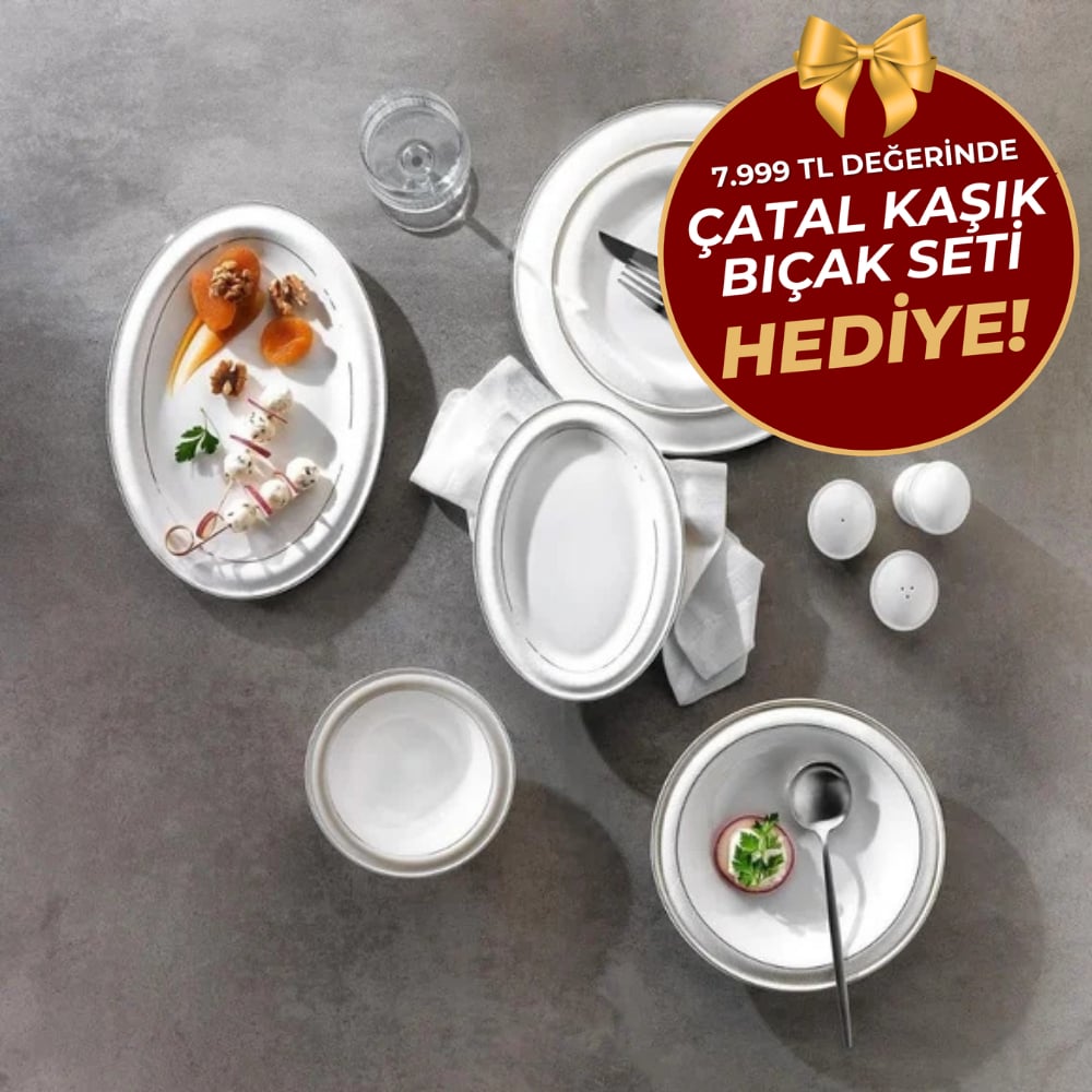 Schafer Superfine Bone Delicea Yemek Takımı 56 Parça-Platin