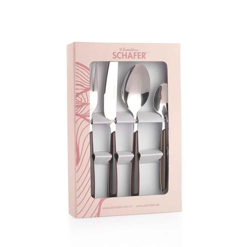 Schafer 1s4657-11001-sıy01 Mona 24 Parça Çatal Kaşık Bıçak Takımı Siyah